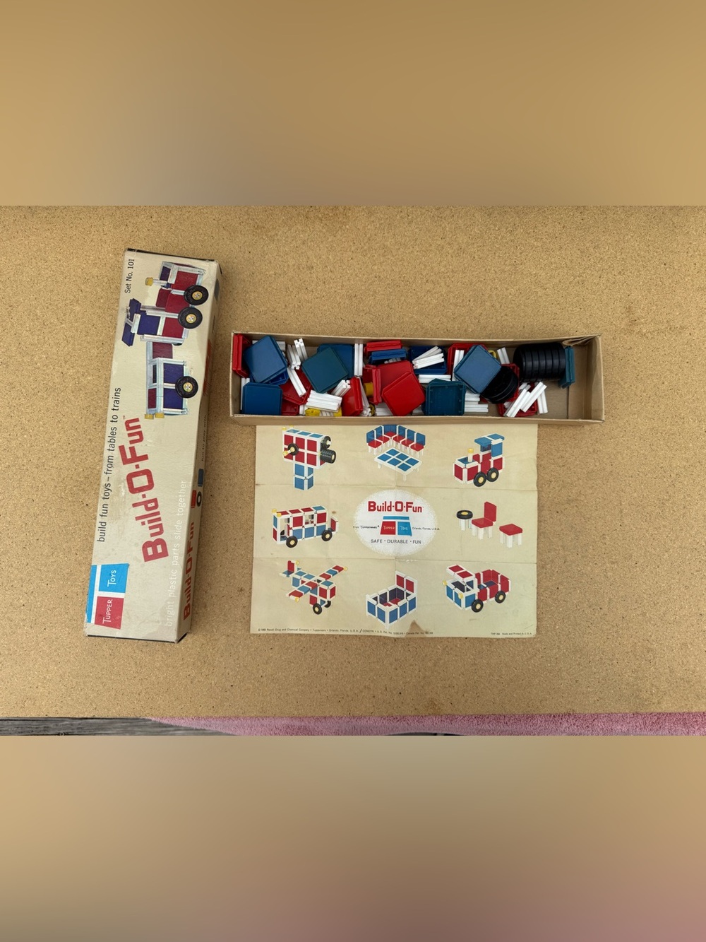Vintage 1965 Tupper Toys Build-O-Fun Set No. 101 - Rare Tupperware Toy w/ Manual